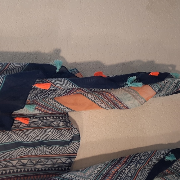 Boho Vest Swim Cover M L Tassels Long Cover - Picture 4 of 8